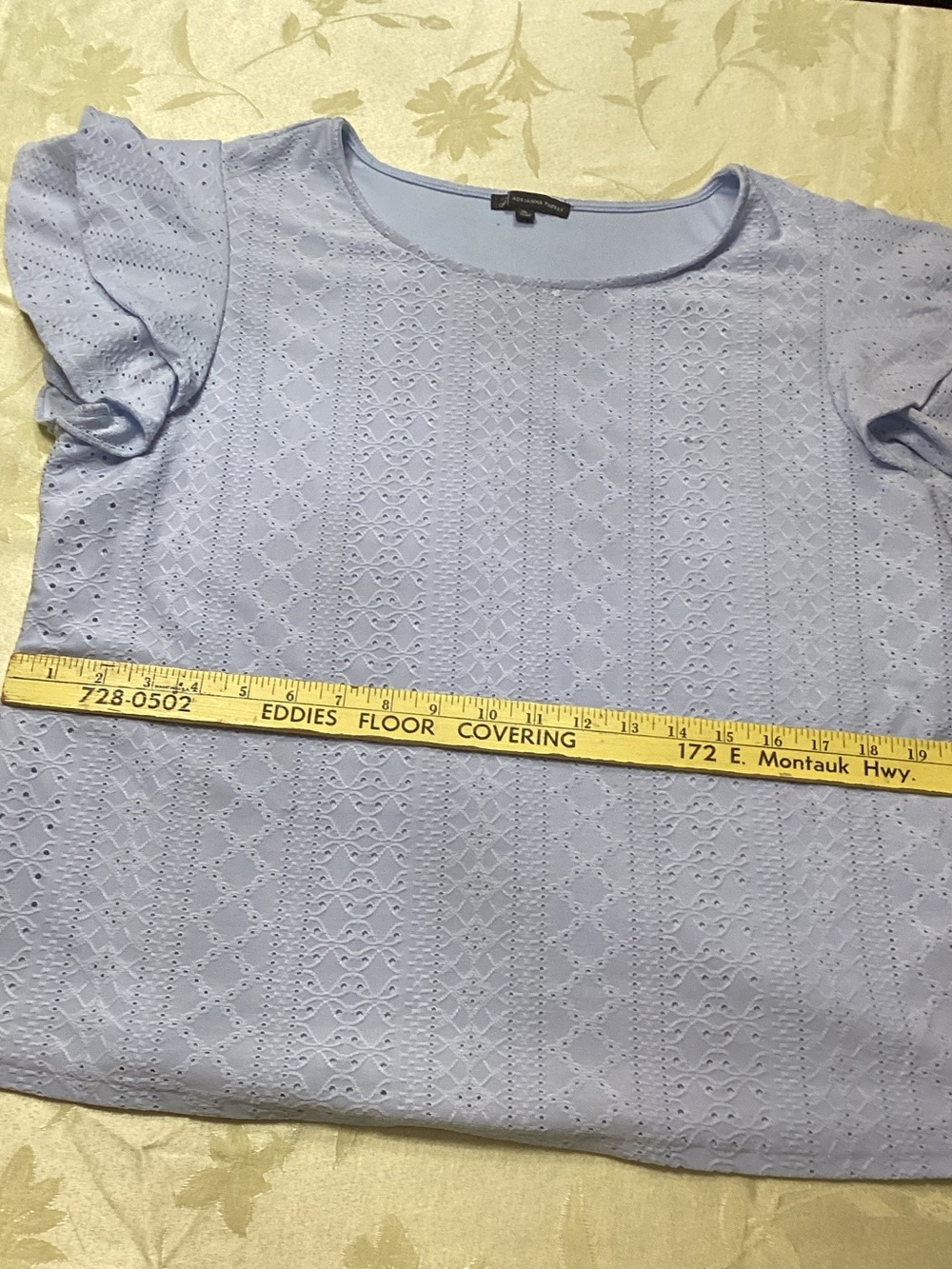Adrianna Papell Pale Blue Eyelet Short Sleeve Top